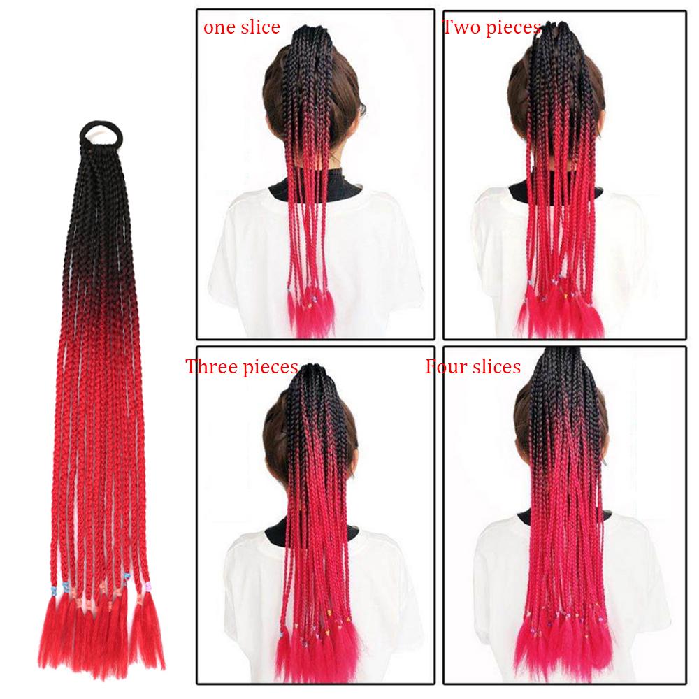 Synthetic braided ponytail hair extensions