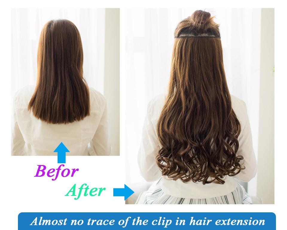 Synthetic 1pc clip on wavy hair extension