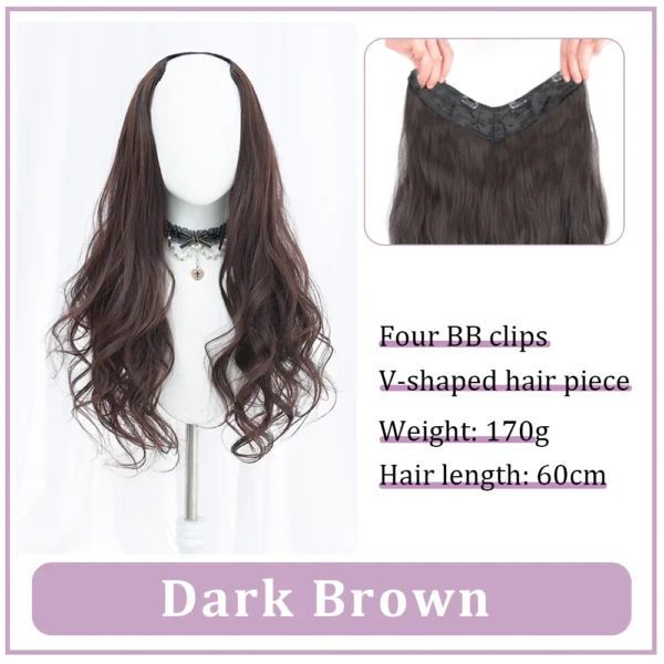 Synthetic U-shaped wavy hair clip on extension