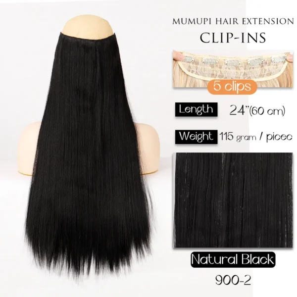 Synthetic 1pc straight hair clip on extension