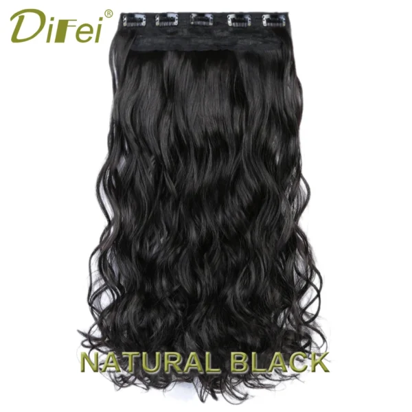 Synthetic clip on one piece hair extension