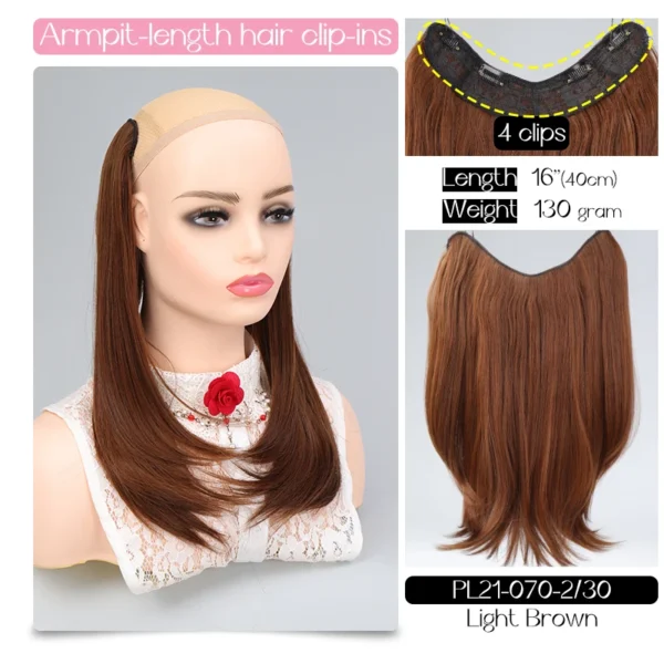 Synthetic 1pc U shape clip on hair extension