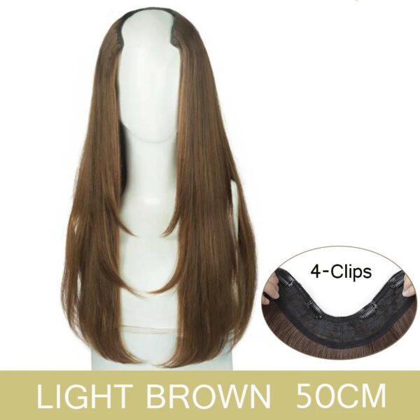 Synthetic U-shaped layered hair clip on extension