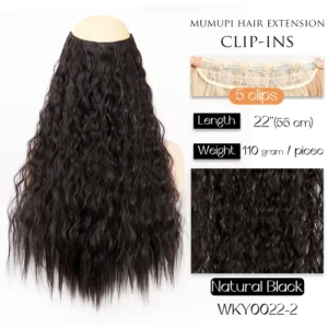 Synthetic 1pc clip on hair extension with deep wave