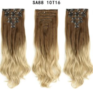 Synthetic wavy clip on hair extension se