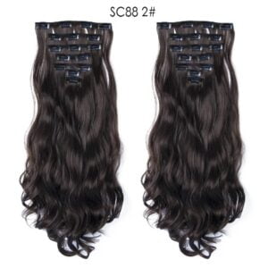 Synthetic wavy clip on hair extension set