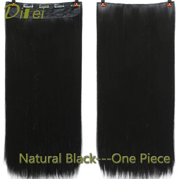 Synthetic clip on one piece hair extensions